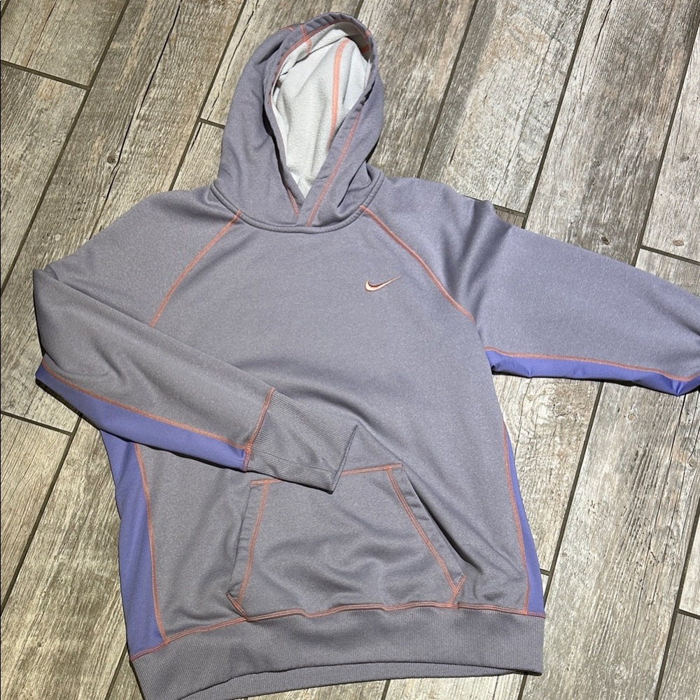 Nike Women's Gray and Orange Hoodie